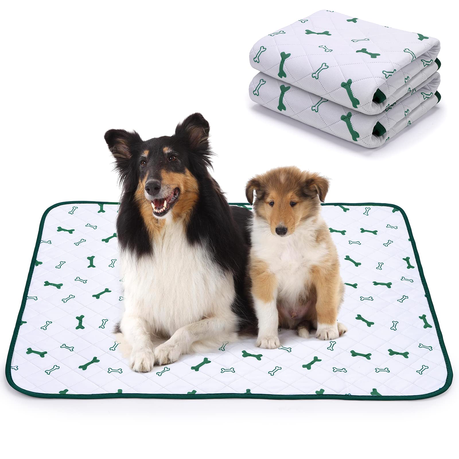 ULIGOTA 洗える ペットシーツ 犬　猫用 おしっこマット ペットマット　下敷きマット 洗える　速乾 繰り返し使える（白　12090cm　二枚セット）
