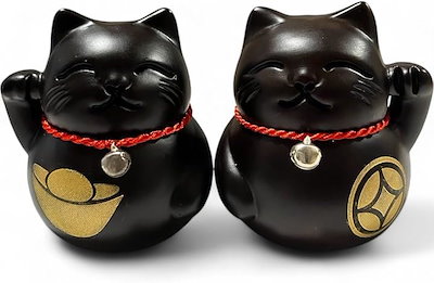 Qoo10] 招き猫 置物 木製 黒檀 木彫り ペア
