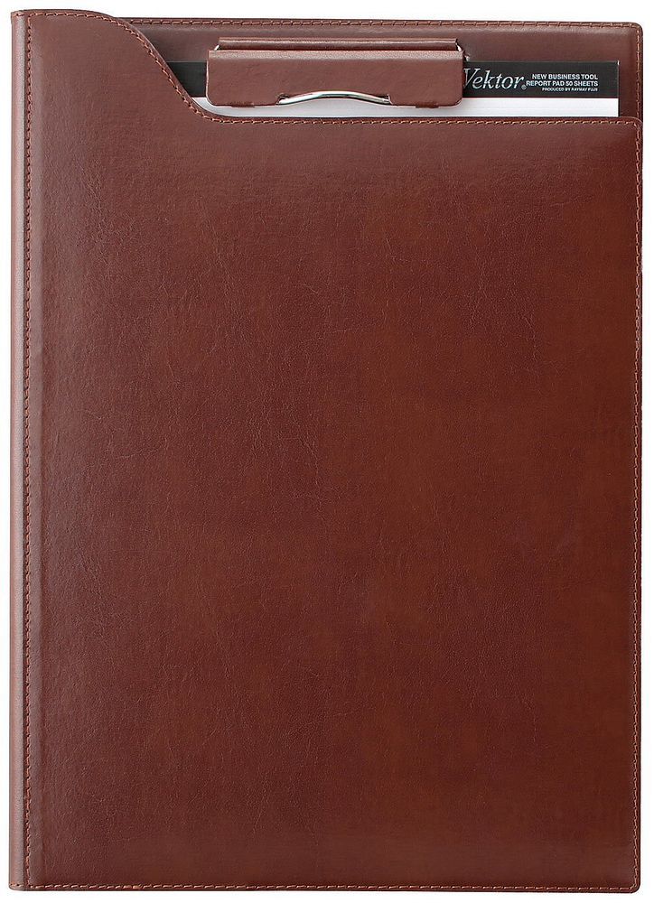 （まとめ買い）zeitVektor クリップファイル A4 （リサイクル皮革製） ブラウン ZVF654C [x3]