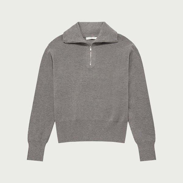 女性ハーフジップニットプルオーバー_ダークグレー056 (10540-140-814-37)_YS