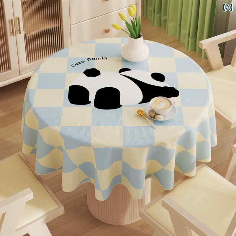 円形テーブル クロス かわいい 丸 ラウンド リビング パンダ 水玉 花柄 ティータイム 快適 通気性 肌に優しい フランネル 起毛生地 耐久性