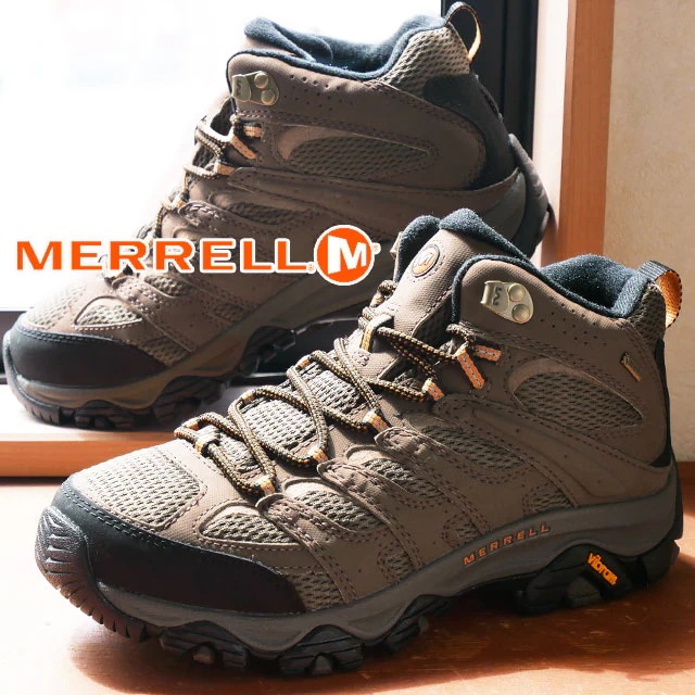 メレル MERRELL メンズ ハイキングシューズ モアブ3 シンセティック ミッド ゴアテックス ワイド ワイズ 防水 トレッキングシューズ アウトドア ミッドカット J500253W アース 靴