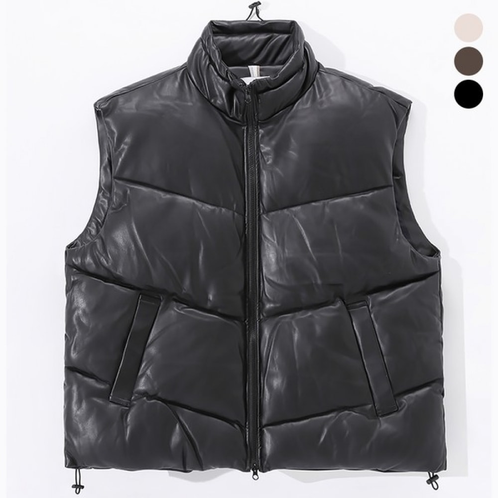 (ジュアンズ) オーバーフィットレザー 2ウェイハイネックパッド入りベストBDPD4355