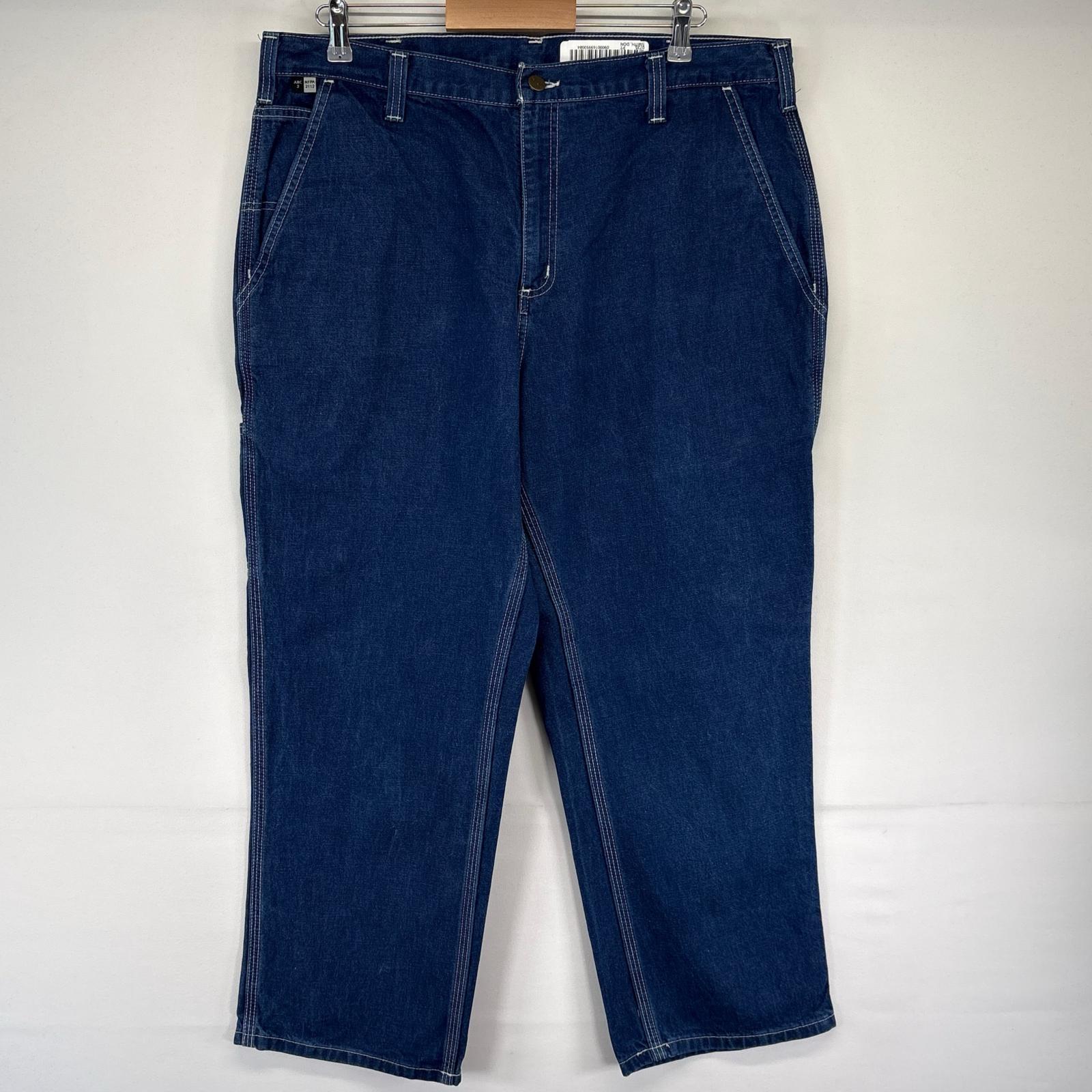 古着 デニム パンツ ペインターパンツ ワンポイント ワーク 大きいサイズ W38L28 ブルー系 メンズ