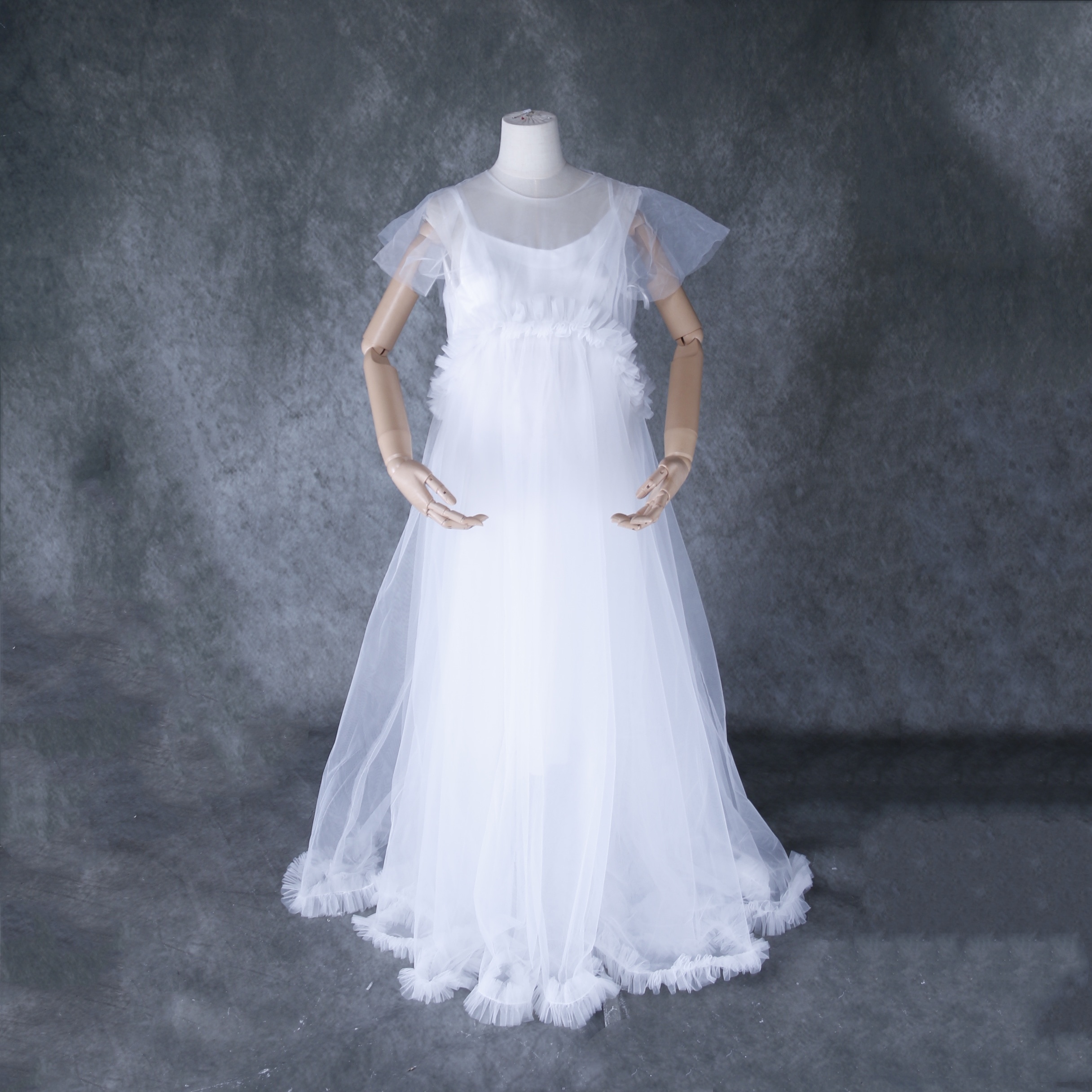 パーティードレス オフホワイト ツーピース ソフトチュール キャミソール 妊婦 前撮り 21,293円