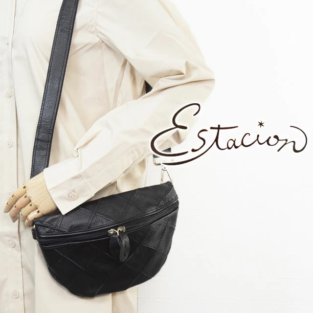 エスタシオン バッグ レディース ショルダーバッグ 斜めがけ 本革 2way 小さめバッグ 肩掛け カバン 1130 ブラック 黒 鞄 8,514円