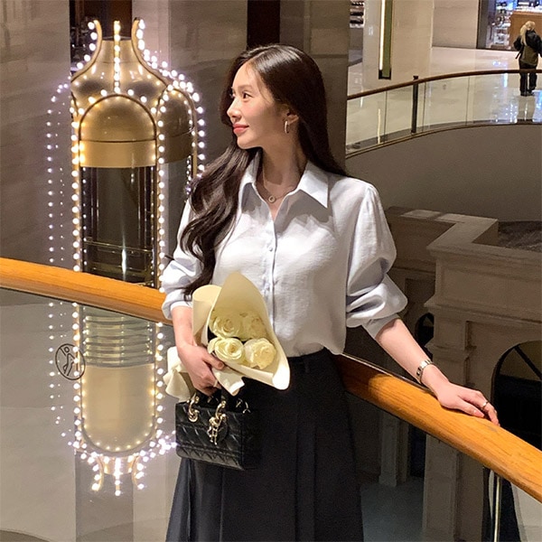 （ベーシックアイテム/華奢見え/春フォーマルルック）サロンド モダール カラー ブラウス bs8116