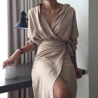 ワンピース デート ミモレ ミモレ丈 袖あり 長袖 Vネック 透け感 シースルー かわいい 大人可愛い きれいめ シンプル カジュアル 大人 上品 おしゃれ お洒落 主役級 存在感 春 秋 10代