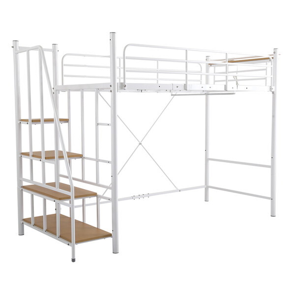 ホームテイスト 階段付きヴィンテージロフトベッド BROOK BRHT70-95-WH ホワイト メーカー直送