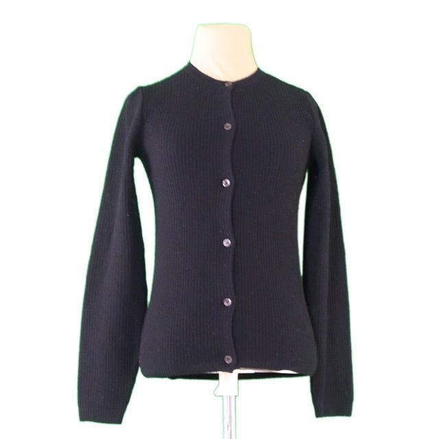 カーディガン 長袖 ニット リブ編み 40サイズ ブラック 中古