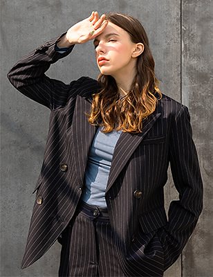 Cuffs Stitch Double Stripe Jacket