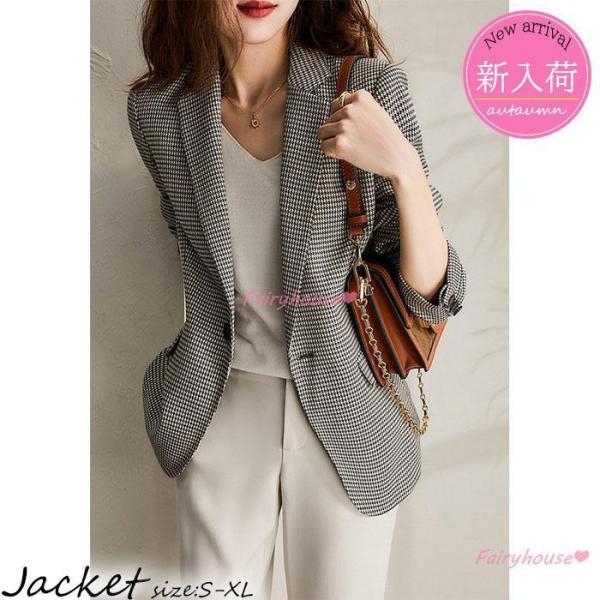 【急速出荷 2025年新作】ブレザー スーツ レディース 40代 50代 長袖テーラードジャケット 細身 オシャレスーツ チェック柄ブレザー オフィス 秋服 30代アウター 着痩せ 通勤OL