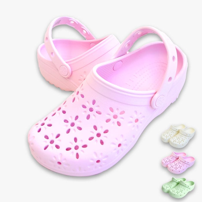 正規取扱店 【2025春夏新作】 サンダル レディース クラシック フローラルカットアウト クロッグ 花柄 模様 春 夏 秋 冬 オールシーズン ピンク ホワイト 210927