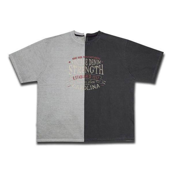男女共用 ヴィンテージ ピグメント ラウンド 半袖 Tシャツ OF TSH Q009 グレー_P422460914