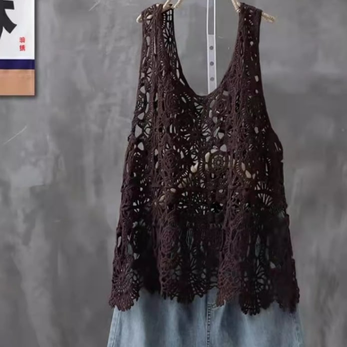 レディース トップス ニット プルオーバー ベスト 上着 袖なし ノースリーブ Uネック 襟なし 透け感 伸縮性 かわいい 大人可愛い きれいめ シンプル カジュアル 上品 おしゃれ レトロ アジアン