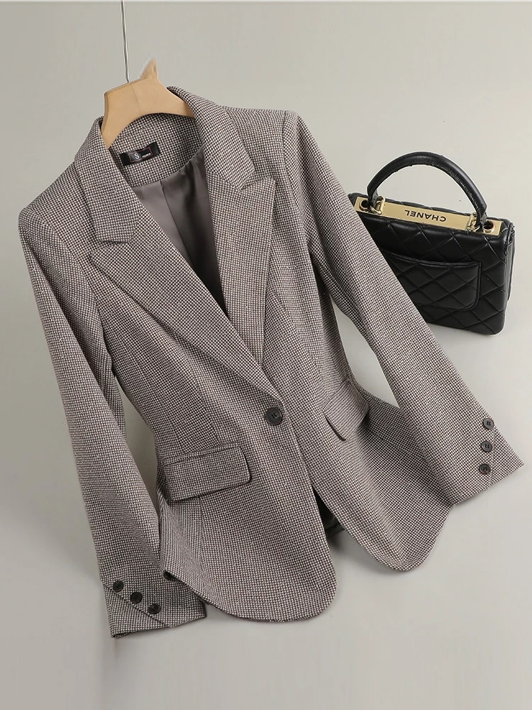 ジャケット 女 春秋 グレー スーツ スリム ビジネス アウター ショート