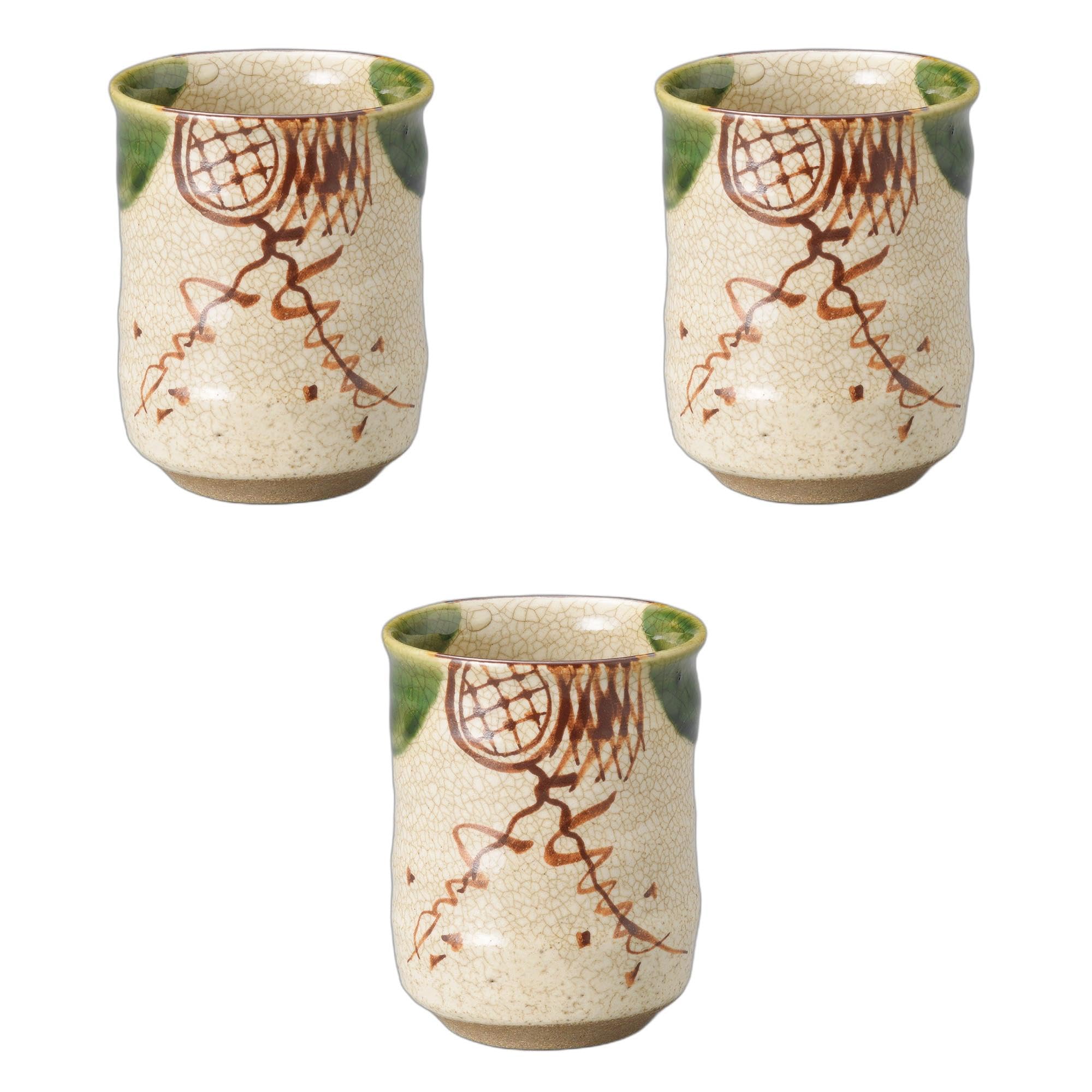 セトモノホンポ(Setomonohonpo) 3個セット 織部湯呑（小）（手造り） [ 6.5×7.5cm ] 湯呑陶磁器 5,230円