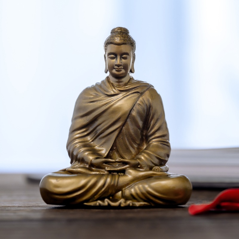 手作 釈迦牟尼仏像 黄銅製の平和と智慧の象徴家庭や瞑想室で心の安定と悟りを得る護法具