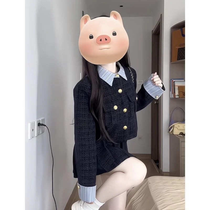 ファッション・スーツ 春 韓国 気質 ショートセクション プリーツスカート ハイウエストビスチェスカート 韓国 セットアップ セットアップ スウェット セットアップ ジャージ