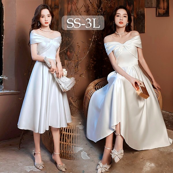 ウェディングドレス オフショルダー ホワイト 白 ロングドレス シンプル 袖あり 背中開き 編み上げ 花嫁 結婚式 披露宴 お呼ばれ 20代 30代 40代 前撮り 後撮り フォト婚 bi045ze