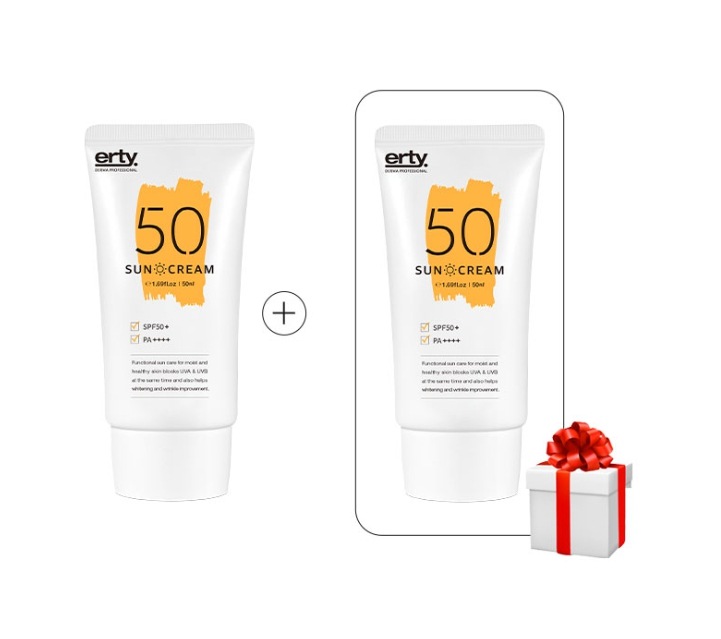 [韓国純正] [[1+1]] 50 サンクリーム SPF50+ PA++++ 50ml+サロン化粧品サンプル紙 10種 プレゼント贈呈/混合紫茶サンクリーム/