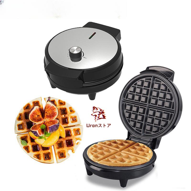 【迅速な出荷】家庭用 ワッフルメーカー4枚焼 丸型 クロム Belgian Waffle Maker 家電