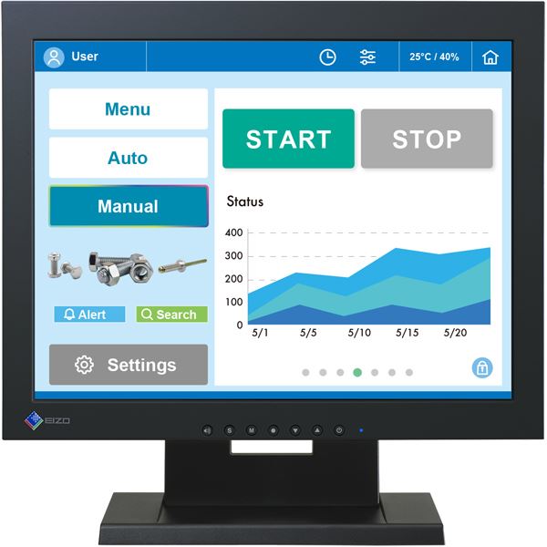 38cm（15.0）型タッチパネル装着カラー液晶モニター DuraVision FDX1502T-Tブラック FDX1502T-TBK