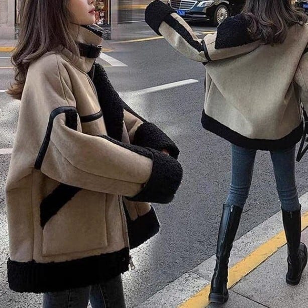 レディース ジャケット 上着 羽織り コート アウター ブルゾン ジップアップ ボア インスタ映え トレンド 暖かい 可愛い かわいい 韓国 かっこいい カジュアル 大人 上品 きれいめ シンプル l