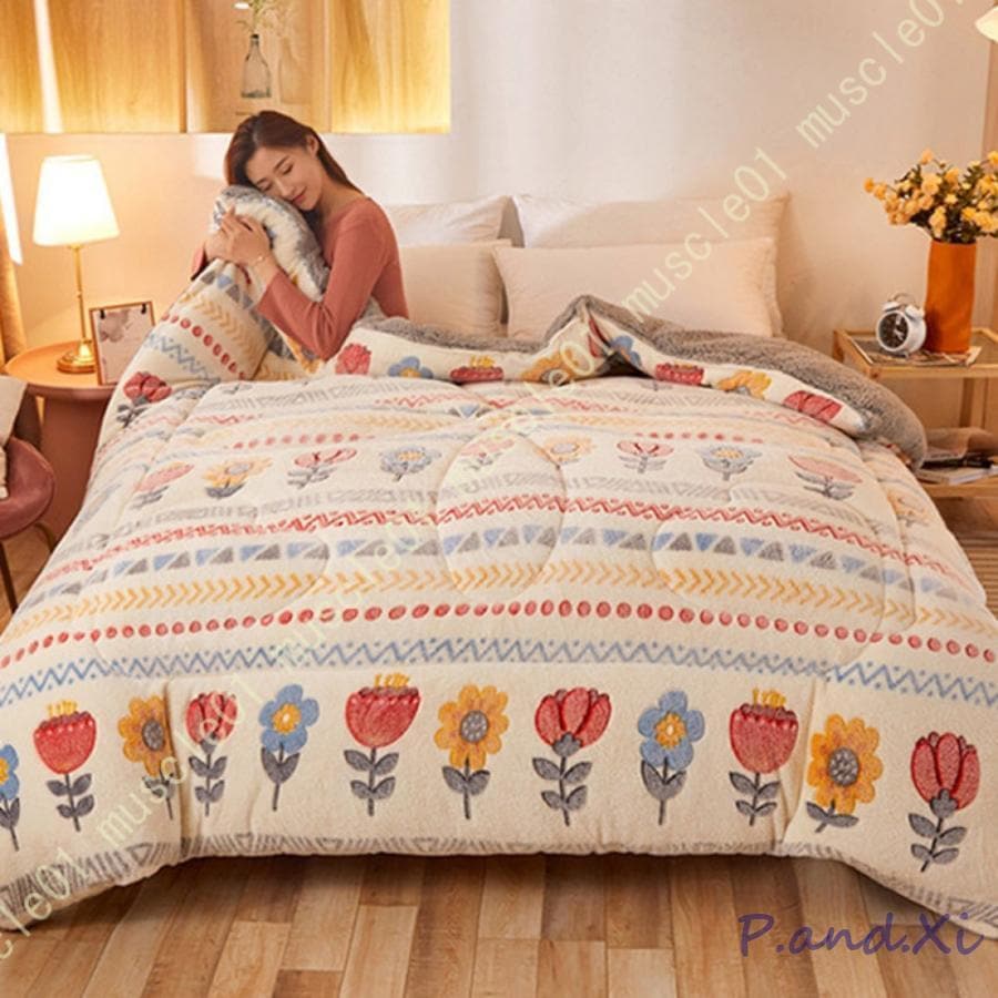 花柄 掛けふとん かわいい 掛け布団 秋用 冬用 あったか フランネル 暖かい 雲に包まれる ふわふわ 接触温感 シングル ダブル カバーいらない 快眠 毛布布団