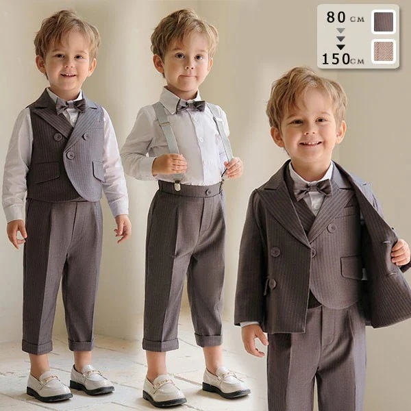 男の子 卒園式 春秋服 子供タキシード ピアノ発表会 入園式 入学式 ベージュ グレー キッズスーツ フォーマル ページボーイ 結婚式 合唱 舞台衣装 ジュニア