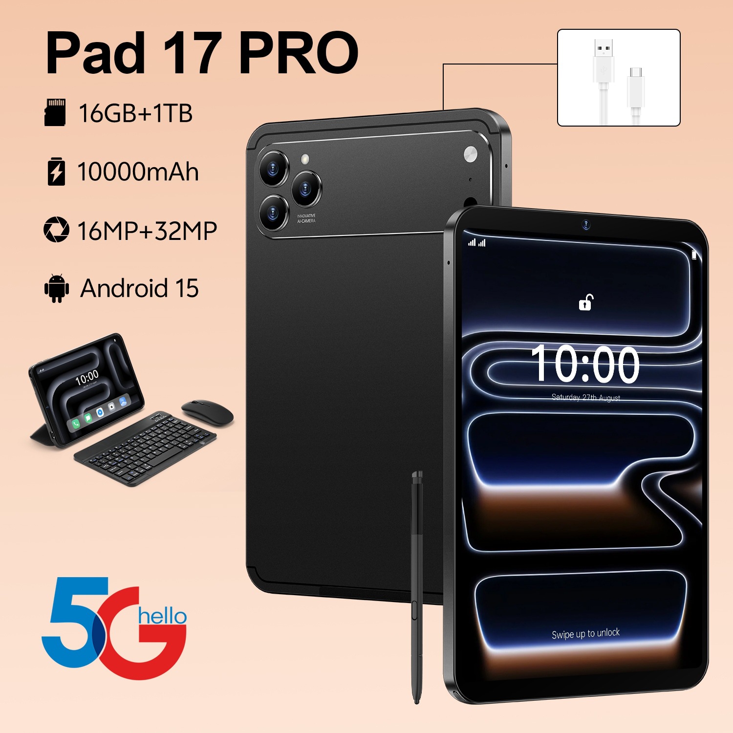 Pad 17 Pro Android スマート タブレット 16+1tb
