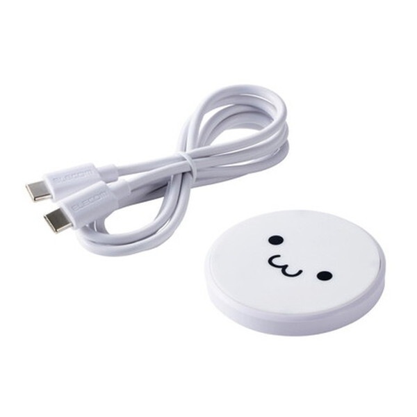 W-QA28WF ワイヤレス充電器 Qi 認証 12W/10W/7.5W/5W 卓上 充電器 ケーブル付属 1m 置くだけ充電 薄型 コンパクト しろちゃん(ホワイト×ブラック) メーカー直送