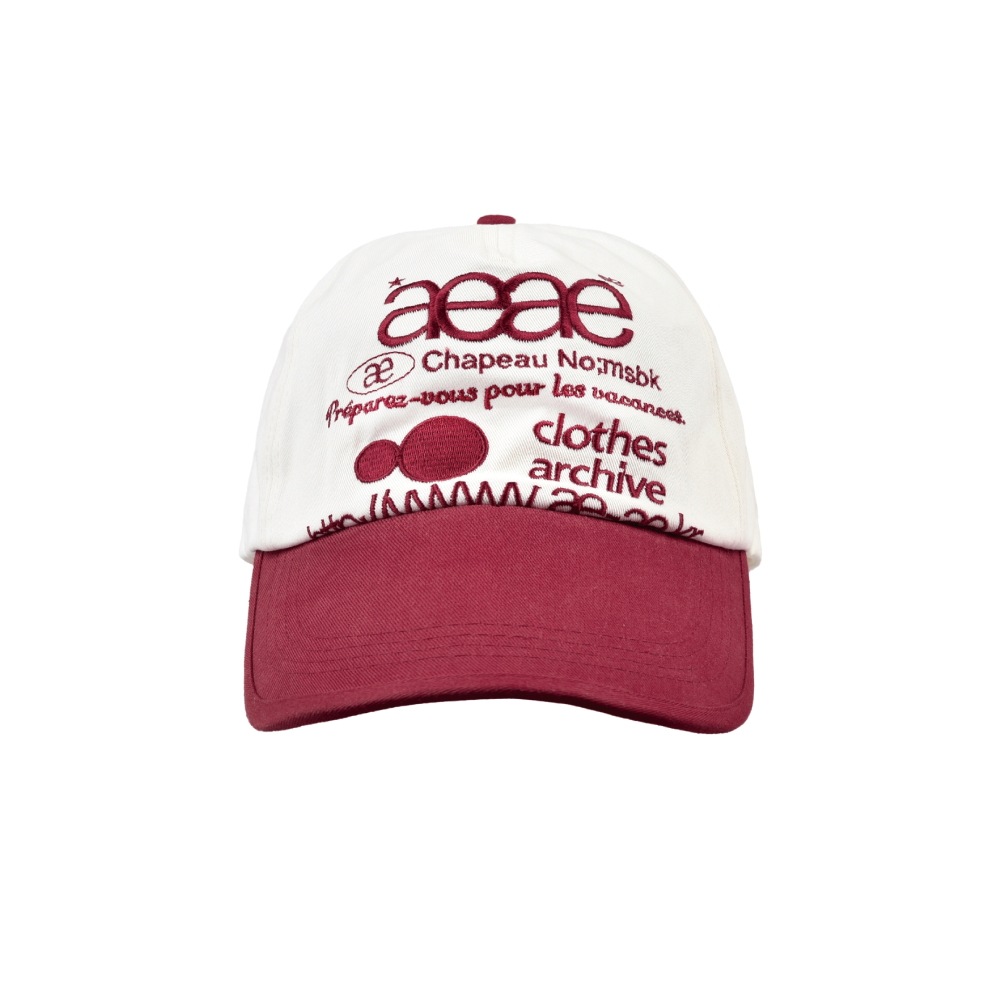 【aeae】 WEB LOGO TWO TONE BALL CAP : WHITE/RED