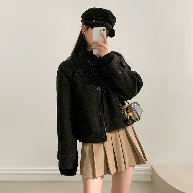 韓国の女性ファッション / [ウール20%]クリーミーウールショートコート ct1038