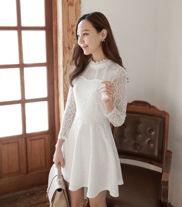 1750. レースシースルーミニドレス（ホワイト）2019 春夏 sale パーティー 結婚式 二次会 デート レストラン 女子会 謝恩会 100,000円