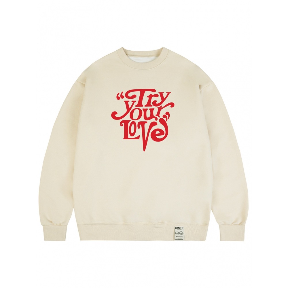 グレイバータイルビッグロゴスウェットシャツクリーム