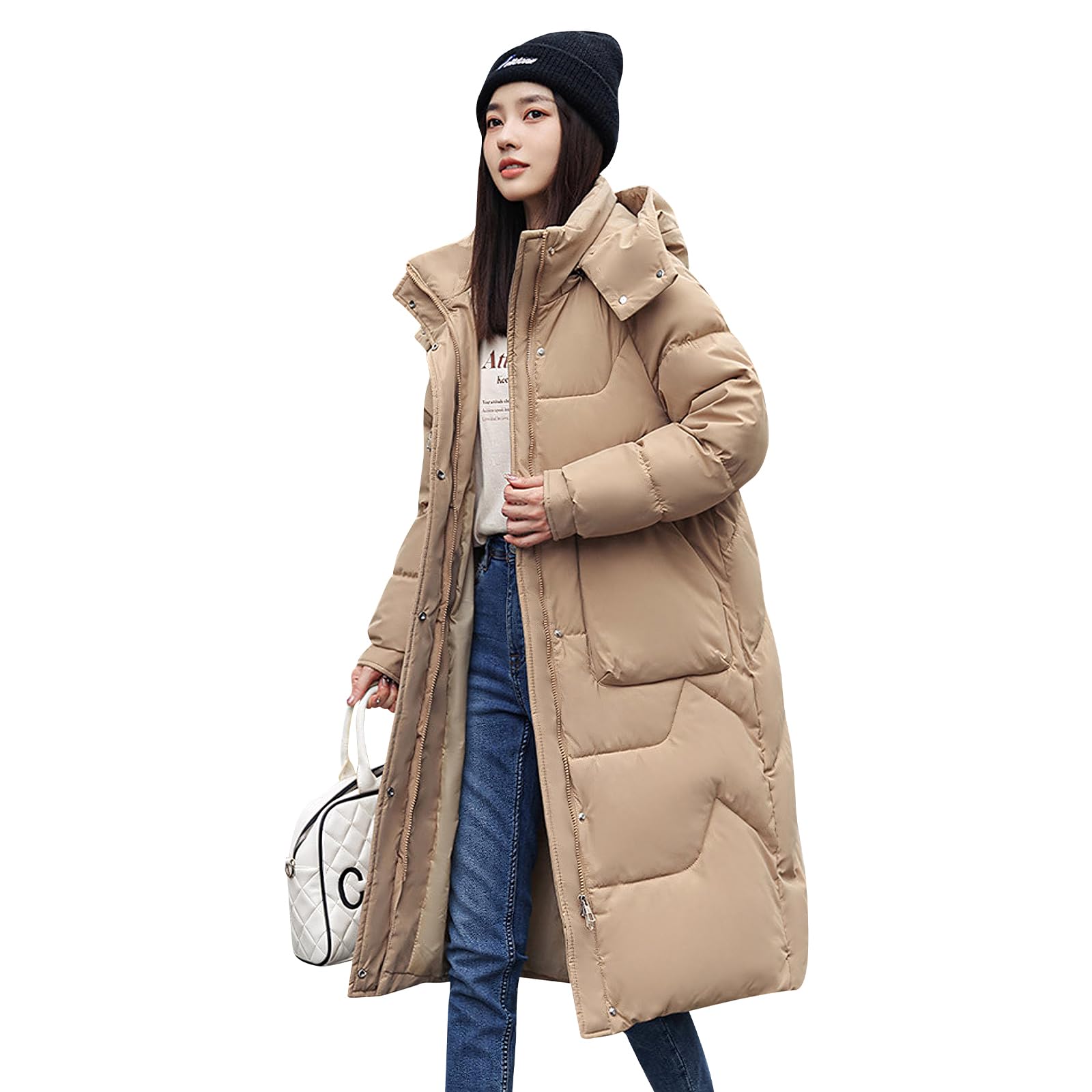 [ｉｎｏｔｅｎｋａ] ロングコート レディース 冬 大きいサイズ ベンチコート フード付き 中綿コート ダウンジャケット ダウンコート ポケット 着痩せ 無地 冬服 軽量 防寒 厚手 アウトドア 通勤
