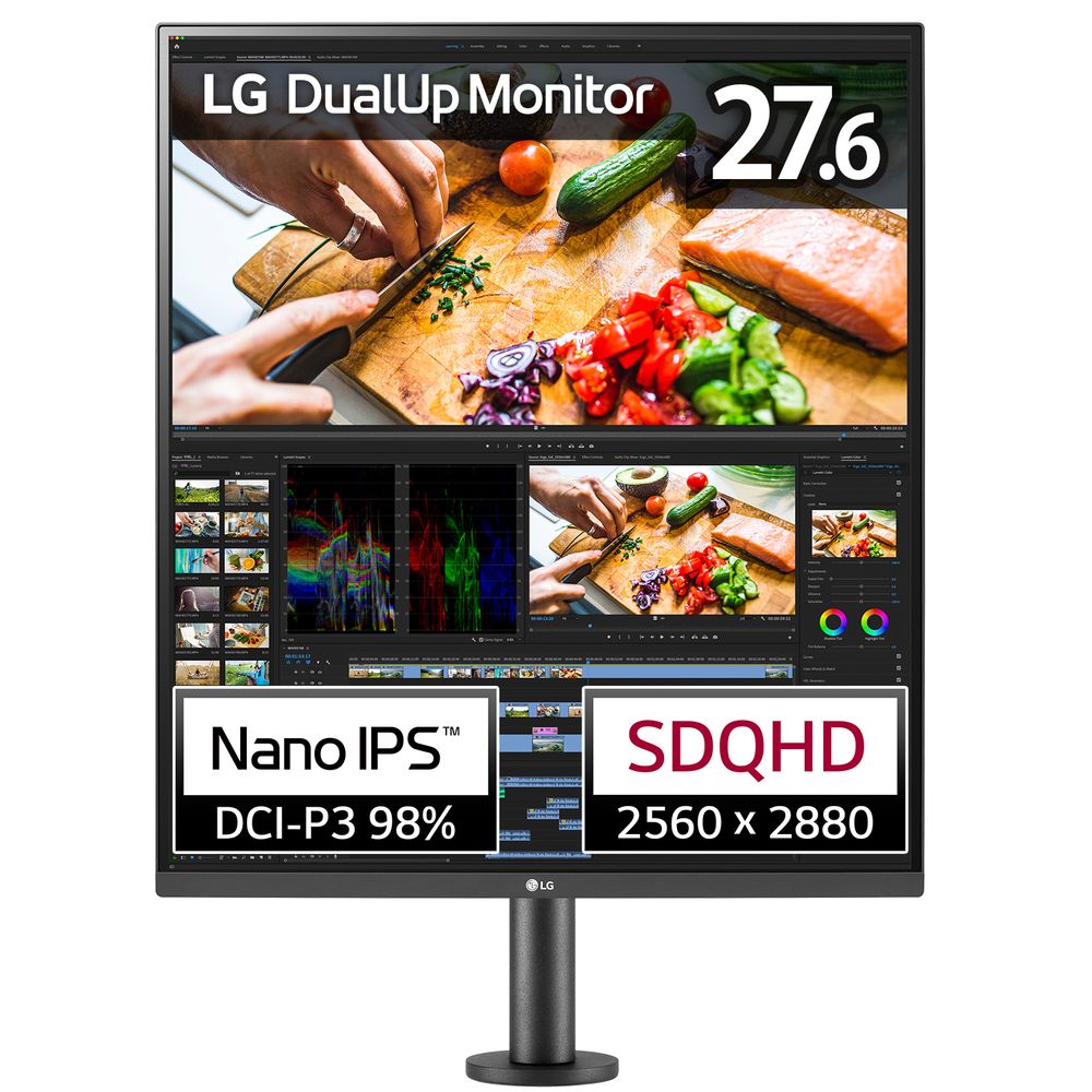 LG 液晶ディスプレイ(27.6型/IPS/SDQHD 2560×2880/60Hz/5ms/HDR10/HDMI2.0/DP1.4/USB Type-C/VESA/PBP対応/3年保証・無輝点保証)