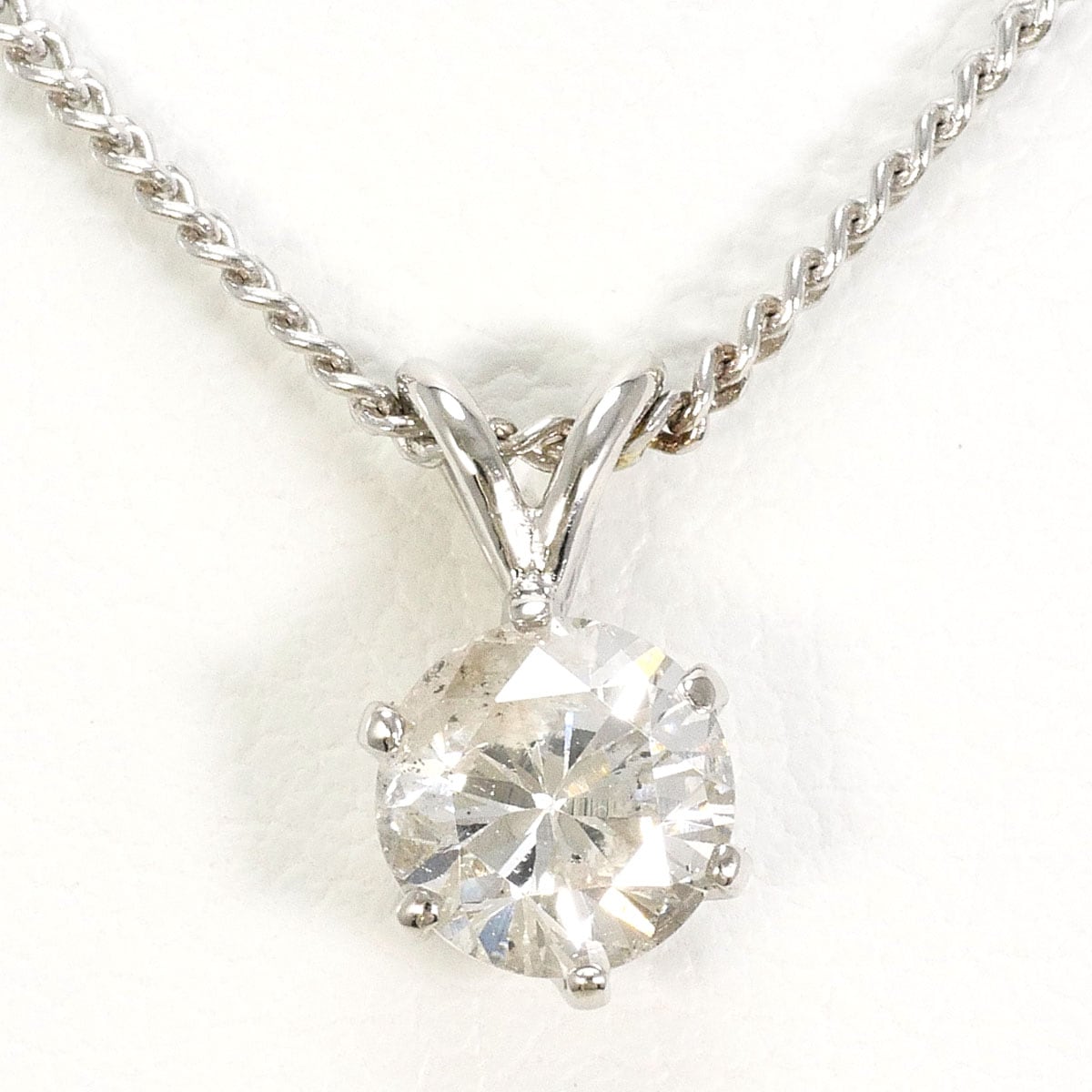 PT900 プラチナ PT850 プラチナ ネックレス ダイヤモンド 0.66ct I1 鑑定書 総重量約3.5g 約40cm 中古