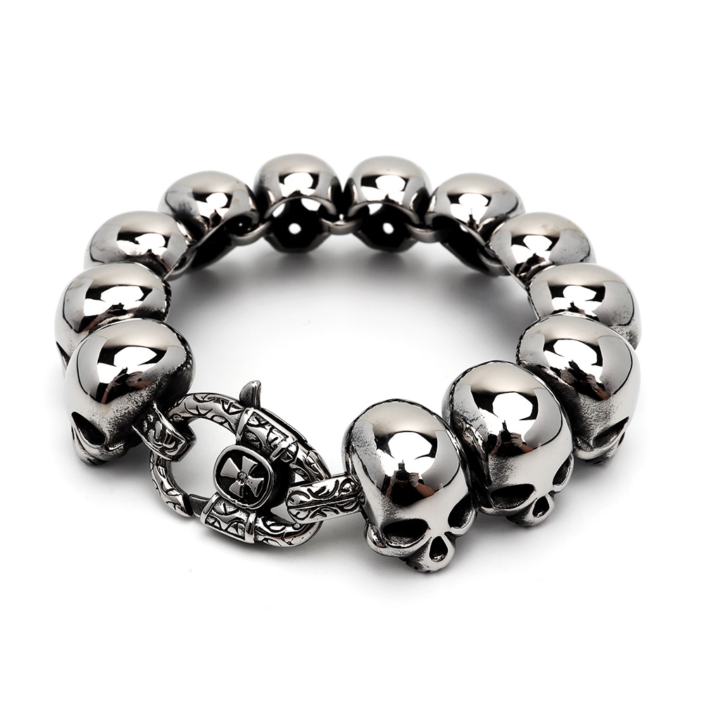 ステンレス スカルヘッドブレスレット [b497] 6,029円