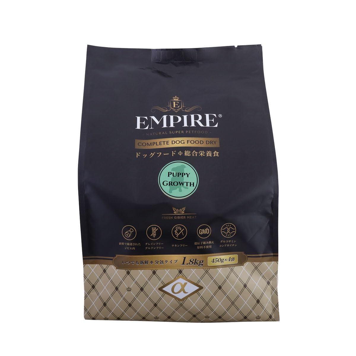 全国送料無料 エンパイア EMPIRE パピーグロース 小粒 1.8kg（450g×4）ドッグフード ジビエ 鹿肉 グレインフリー グルテンフリー ラム肉