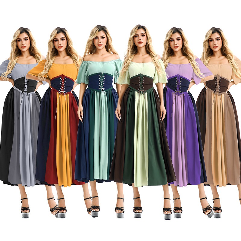 ヨーロッパとアメリカの宮廷スタイルのレトロな中世ルネッサンスドレスの夜会服のパフォーマンス服ビール祭りのスカート