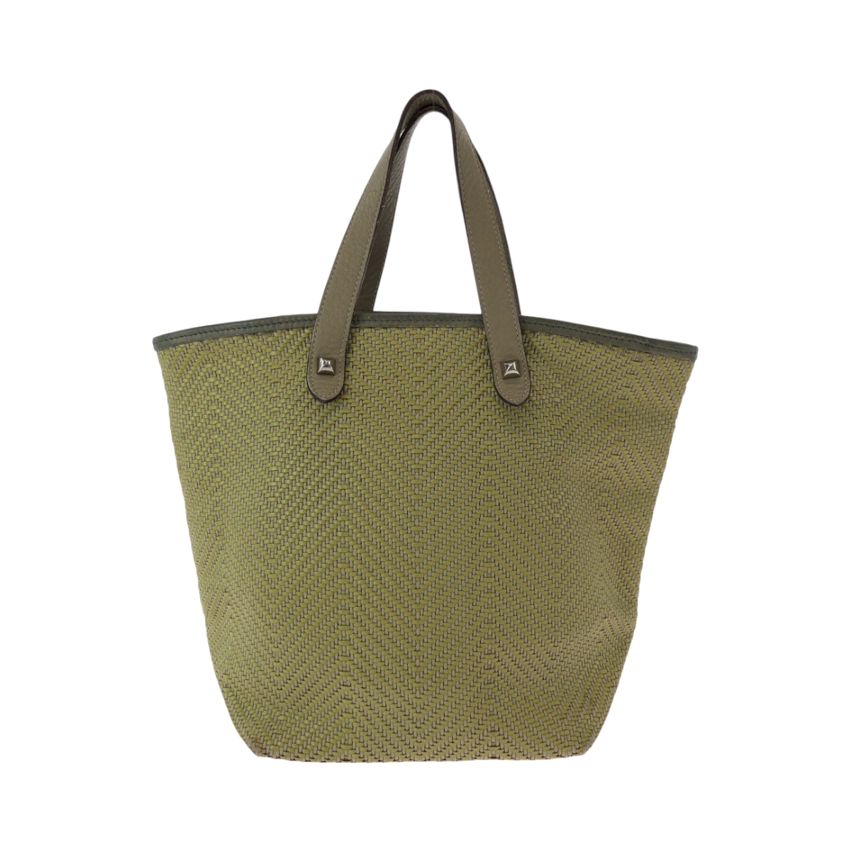 美品 カバ チェンナイPM イエロー シルバー金具 レザー/ポリエステル トートバッグ ハンドバッグ レディース 500476