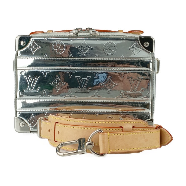 LOUIS VUITTON ルイヴィトン ショルダーバッグ モノグラム ミラー ハンドル ソフトトランク M45885 シルバー PVCコーティングキャンバス メンズ 2WAY【本物保証】