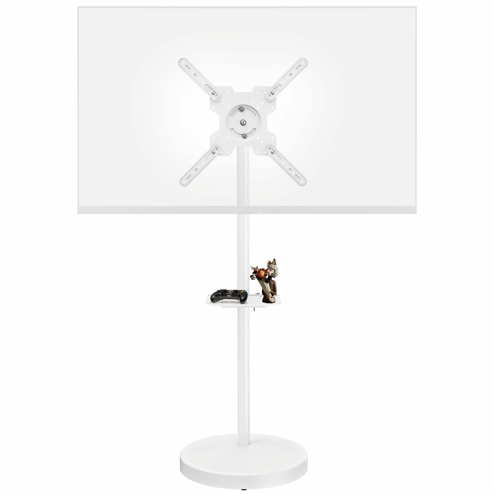 テレビスタンド 中大型 55インチ対応 白 キャスター付き tvスタンド 移動式 耐荷重35KG テレビ台 床置き 壁寄せ VESA規格100~400mm 360回転 丸型 家用 91233