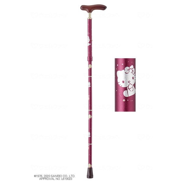 ウェルファン 夢ライフステッキ スリムネック ハローキティ ワイン 010102 メーカー直送