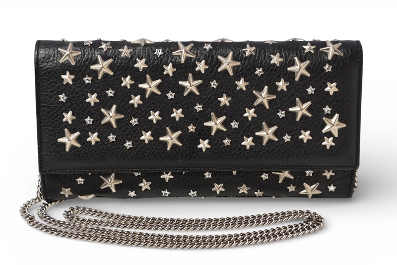 ジミーチュウ チェーンウォレット/長財布/ショルダーバッグ JIMMY CHOO スタースタッズ/ラインストーン ブラック【中古】