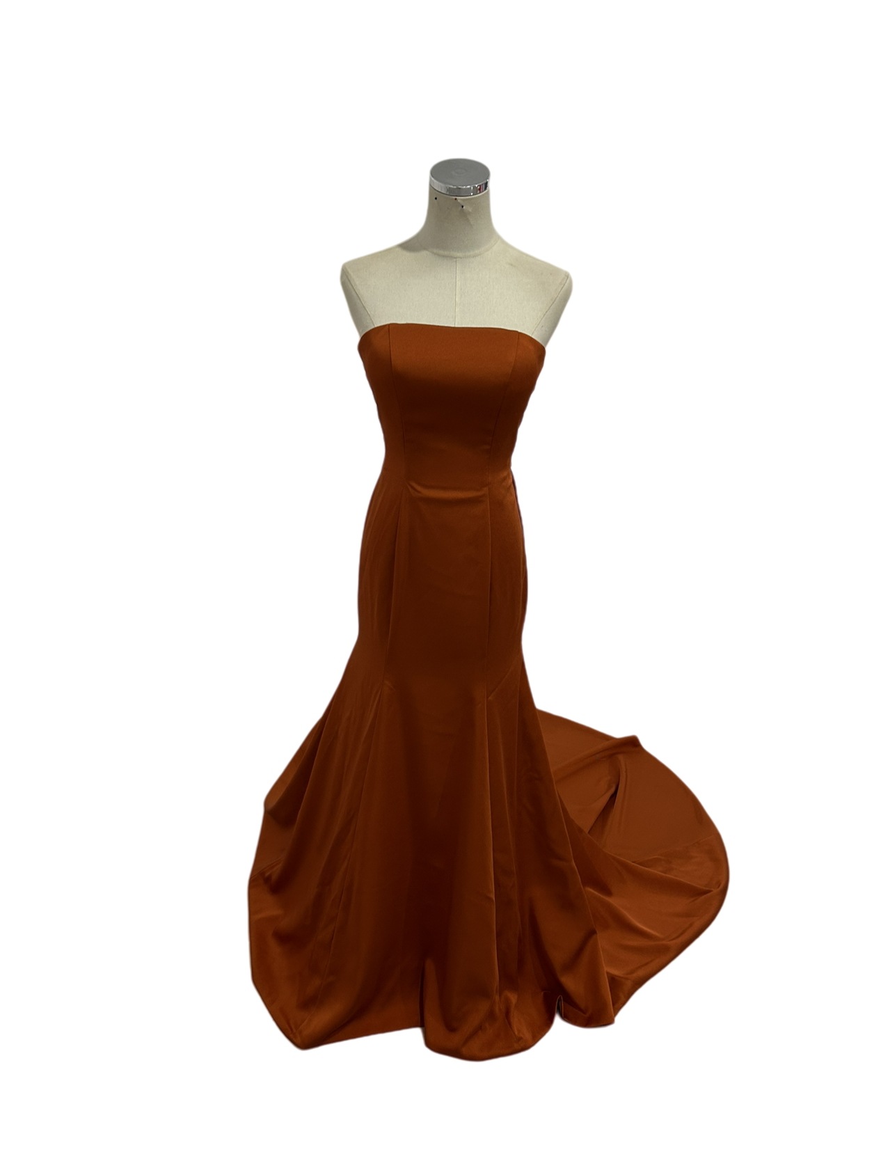 カラードレス テラコッタ色 ベアトップ マーメイドライン クレープ生地 2次会/合コン