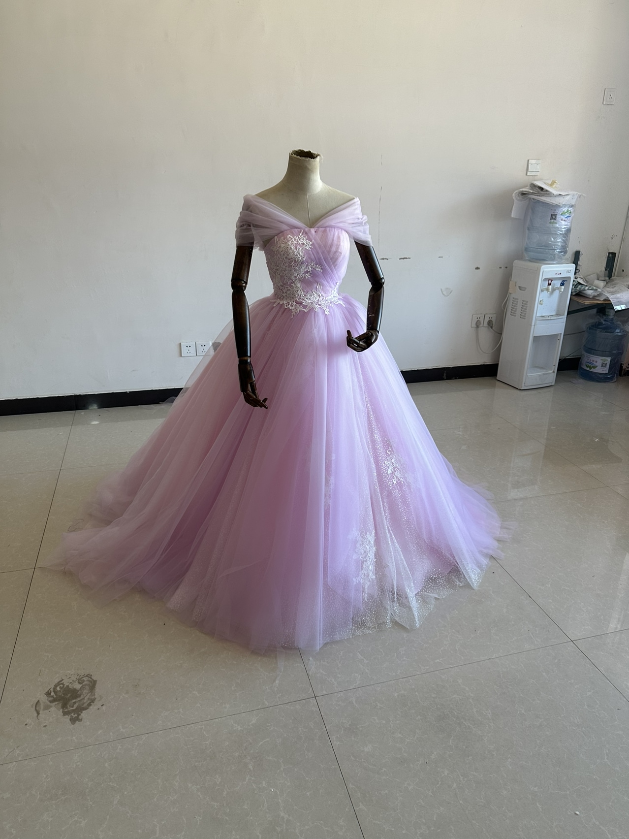 大人気上昇 カラードレス ピンク紫 取り外し可能オフショル プリンセスライン 2次会 結婚式/披露宴/挙式