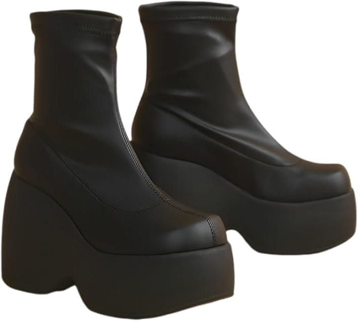 厚底ショートブーツ レディース ストレッチブーツ 11cmヒール 軽量 (ブラック, 25.0 cm) 5,026円